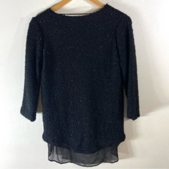 Zara Knit Women’s Two Layer Sequin Crew Neck Sweater Size Medium. - Picture 2 of 11